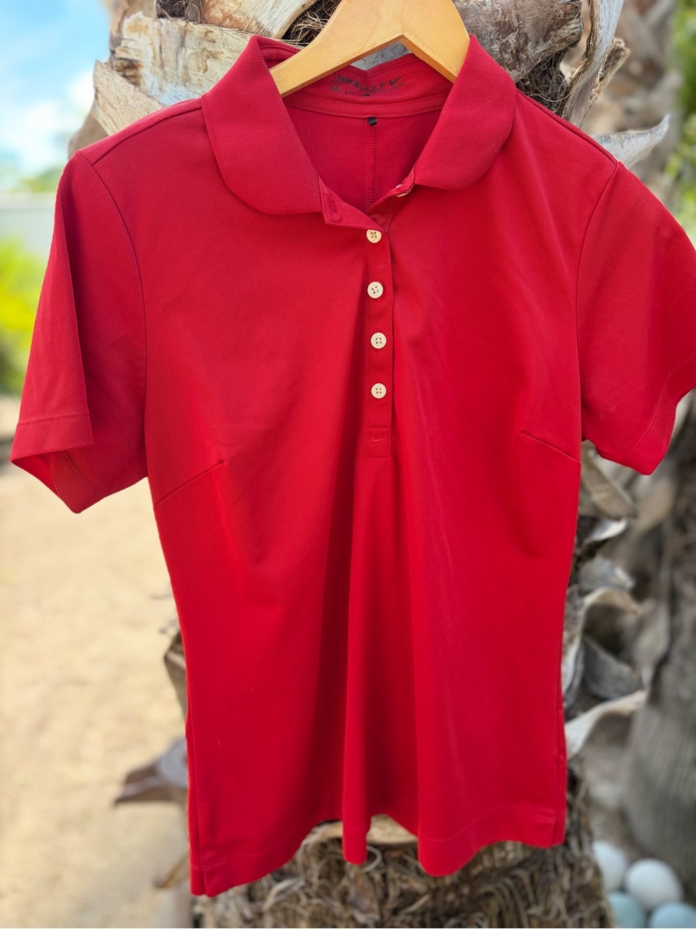 Nike Red Short-Sleeve Polo with Button Placket